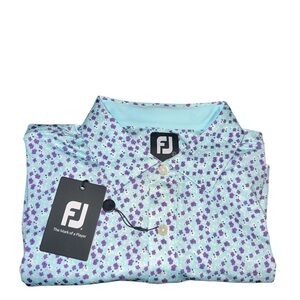 FootJoy Men's Floral Golf Polo Athletic NWT Blue and Purple